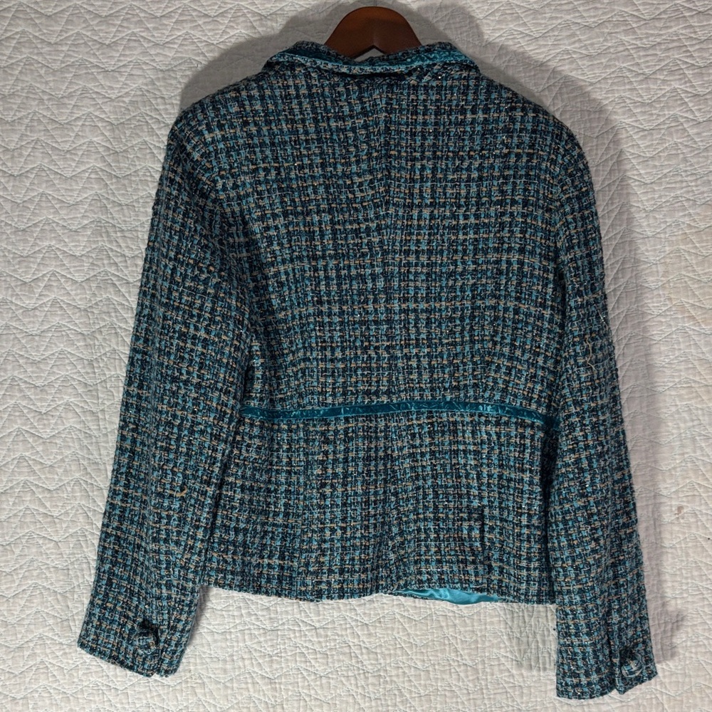 Liz Claiborne Women's Textured Blazer - Blue and Black - Picture 10 of 10